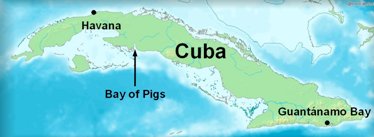 Map of Cuba: Guantanamo Bay