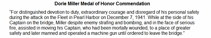 Dorie Miller Medal of Honor Commendation