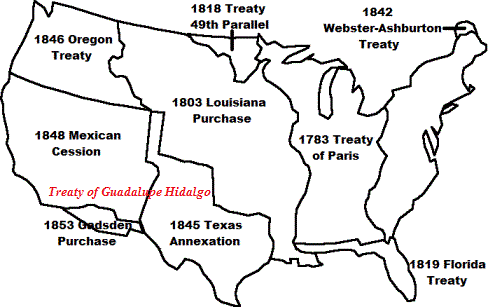 Map of 1848 Treaty of Guadalupe Hidalgo