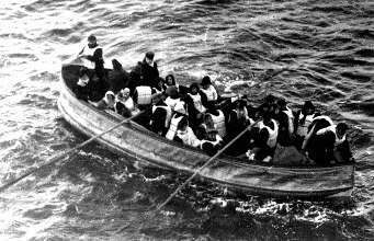 Titanic lifeboat awaiting rescue from the Carpathia