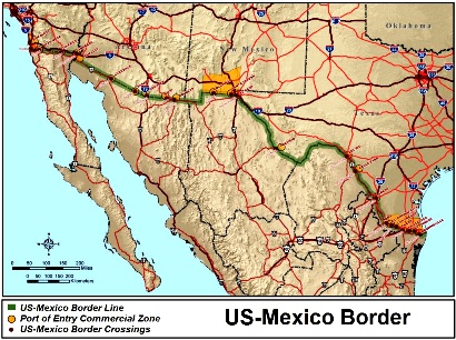 Map of US Mexican Border
