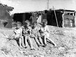 Great Depression Poverty: Children living in Shantytowns (Hoovervilles)