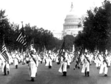 1920's KKK: Ku Klux Klan in Pennsylvania Ave., Washington