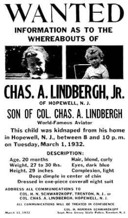 Poster detailing the Lindbergh Kidnapping