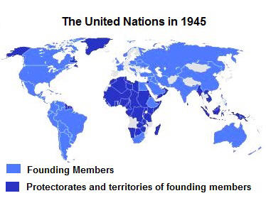 Map of the United Nations in 1945