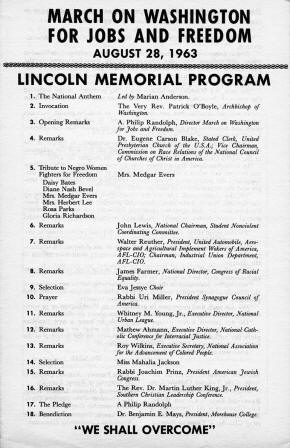 Lincoln Memorial Program of events at the March on Washington