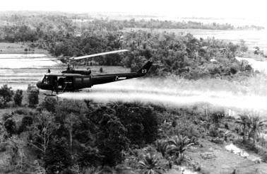 U.S. Army Huey helicopter spraying Agent Orange