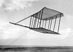 Wright brothers 1900 glider flying as a kite.