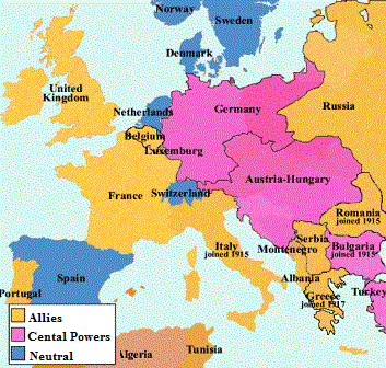 Map of WW1 Europe 1914